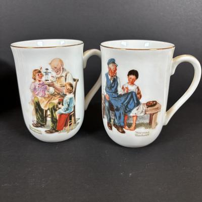 LOT 82: Tea-Time: McCormick Tea Baltimore, Md Teapot, Walkers of London Teapot & Mugs, Thomas Kinkade Mug, Norman Rockwell Mugs Set...