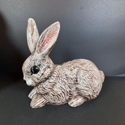 LOT 83: Vintage McCoy Rabbit Cookie Jar, Teleflora Beatrix Potter Teapot & Ceramic Rabbit Figure