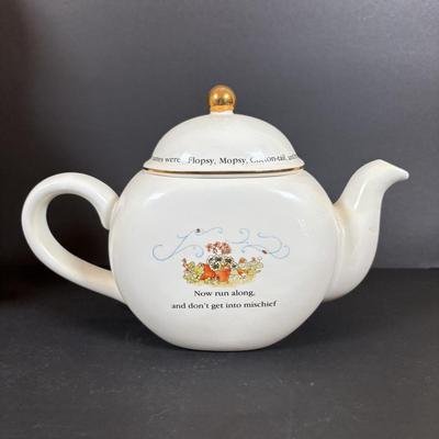 LOT 83: Vintage McCoy Rabbit Cookie Jar, Teleflora Beatrix Potter Teapot & Ceramic Rabbit Figure