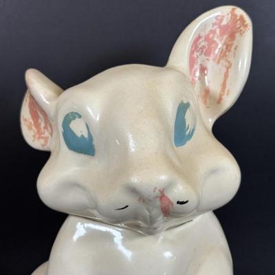 LOT 83: Vintage McCoy Rabbit Cookie Jar, Teleflora Beatrix Potter Teapot & Ceramic Rabbit Figure