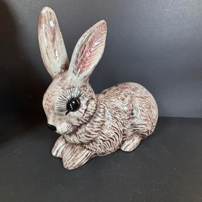 LOT 83: Vintage McCoy Rabbit Cookie Jar, Teleflora Beatrix Potter Teapot & Ceramic Rabbit Figure