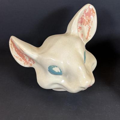 LOT 83: Vintage McCoy Rabbit Cookie Jar, Teleflora Beatrix Potter Teapot & Ceramic Rabbit Figure