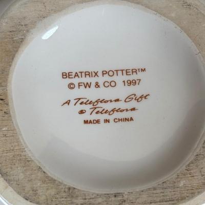 LOT 83: Vintage McCoy Rabbit Cookie Jar, Teleflora Beatrix Potter Teapot & Ceramic Rabbit Figure