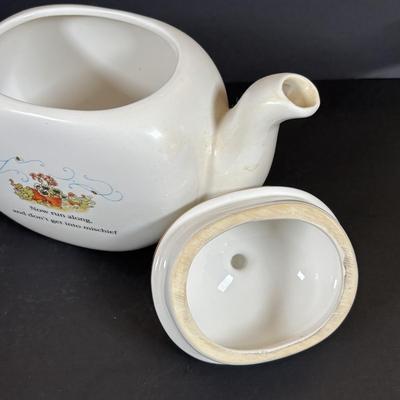 LOT 83: Vintage McCoy Rabbit Cookie Jar, Teleflora Beatrix Potter Teapot & Ceramic Rabbit Figure