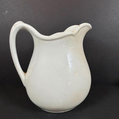 LOT 84: Vintage Wooden Recipe Box, White Iroquois China, Buffalo China, Green Creamers & Custard Cup, Chef Recipe Tin &n More