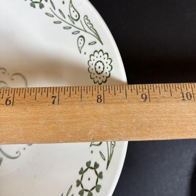 LOT 84: Vintage Wooden Recipe Box, White Iroquois China, Buffalo China, Green Creamers & Custard Cup, Chef Recipe Tin &n More