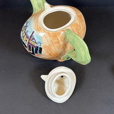 LOT 84: Vintage Wooden Recipe Box, White Iroquois China, Buffalo China, Green Creamers & Custard Cup, Chef Recipe Tin &n More