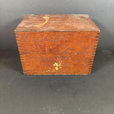 LOT 84: Vintage Wooden Recipe Box, White Iroquois China, Buffalo China, Green Creamers & Custard Cup, Chef Recipe Tin &n More