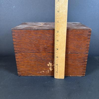 LOT 84: Vintage Wooden Recipe Box, White Iroquois China, Buffalo China, Green Creamers & Custard Cup, Chef Recipe Tin &n More