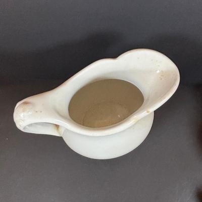 LOT 84: Vintage Wooden Recipe Box, White Iroquois China, Buffalo China, Green Creamers & Custard Cup, Chef Recipe Tin &n More