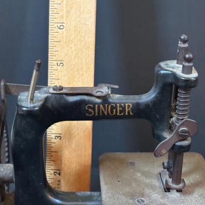 LOT 90: Antique Singer Childs Toy Sewing Machine & More