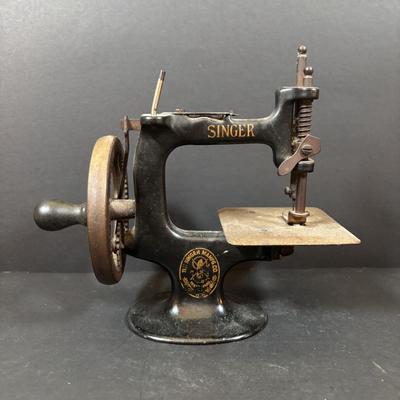 LOT 90: Antique Singer Childs Toy Sewing Machine & More