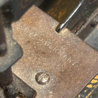 LOT 94: Made in Germany Hand Crank Toy Sewing Machine & Miniature China Dog Pin Cushion