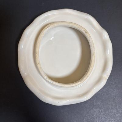 LOT 95: Vintage McCoy Pillsbury Dough Boy "Bobby the Baker" Ceramic Cookie Jar & Norcrest Lollipop Holder