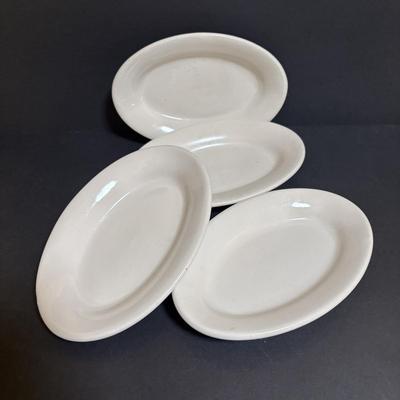 LOT 97: Vintage Red & Blue Enamel Teapots, Ball Canning Jars w/Zinc Lids & Milk Glass Inserts, White Homer Laughlin China,...