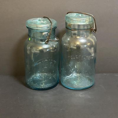 LOT 98: Vintage Canning Jars & Valley Dairy Milk Bottle, Pocket Balance Hanging Scale made in Germany, Iron Wall Match Holder &...