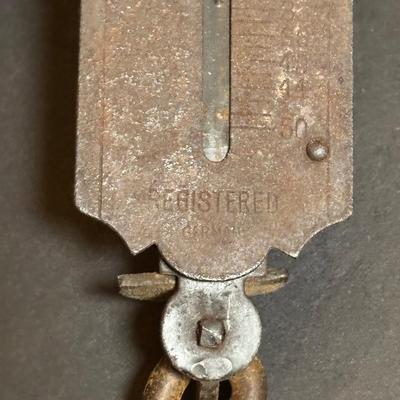 LOT 98: Vintage Canning Jars & Valley Dairy Milk Bottle, Pocket Balance Hanging Scale made in Germany, Iron Wall Match Holder &...