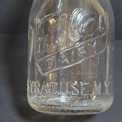 LOT 98: Vintage Canning Jars & Valley Dairy Milk Bottle, Pocket Balance Hanging Scale made in Germany, Iron Wall Match Holder &...