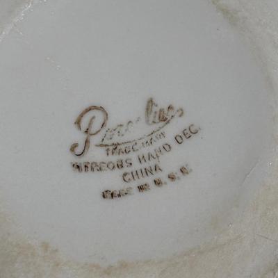 LOT 100: MCM Brass & Copper Chafing Dish/Fondue Set, Porcelier Vitreous Hand Decorated Teapot & More