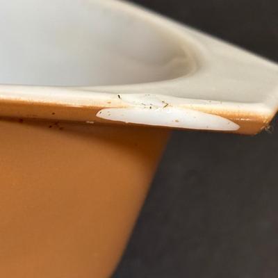 LOT 103: Pyrex Collection: Hamilton Beach White Mixing Bowl, Golden Hearts Casserole w/Warming Cradle, Early American Casserole Dish...