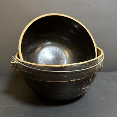 LOT 105: Vintage Brown Glazed Stoneware Mixing Bowls