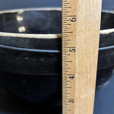 LOT 105: Vintage Brown Glazed Stoneware Mixing Bowls