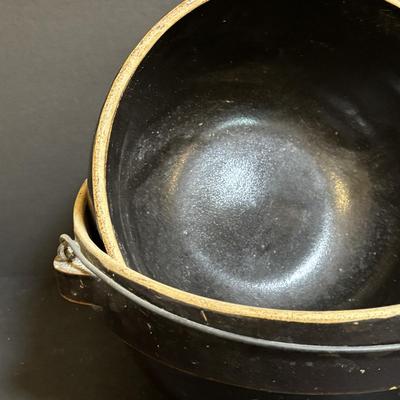 LOT 105: Vintage Brown Glazed Stoneware Mixing Bowls