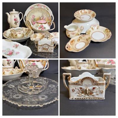 LOT 106: Antique Porcelain OHME Hermann Old Ivory Silesia Germany China, Octagonal Teapot by Gibbons of England, Electric Teapot, Bavaria...