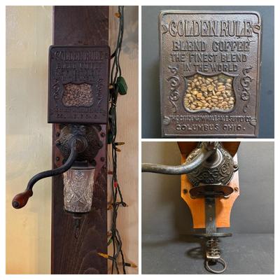 LOT 107: Antique Golden Rule Coffee Grinder Citizen Wholesale Supply Company - Hand Cranked