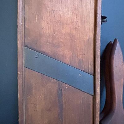 LOT 108: Antique Primitive Wooden Kitchen Tool: Shredder/Slicers, Rolling Pin, Juicer