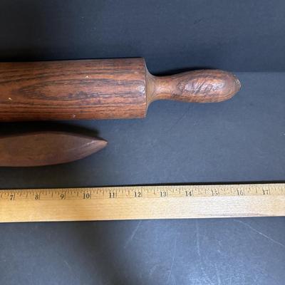LOT 108: Antique Primitive Wooden Kitchen Tool: Shredder/Slicers, Rolling Pin, Juicer