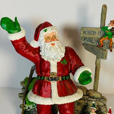 LOT 118: Collection of Irish Santas Including Danbury Mint "Irish Santa" , Lefton Christmas In Killerney Music Box and More