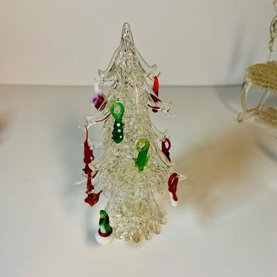 LOT 119: Beautiful Spun Glass Ornaments, Including Christmas Tree, Pulled Glass Animals, Blown Glass Ornaments and More