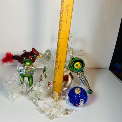 LOT 119: Beautiful Spun Glass Ornaments, Including Christmas Tree, Pulled Glass Animals, Blown Glass Ornaments and More
