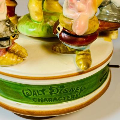 LOT120: Disney Porcelain Figurines and Music Box. Vintage Schmid Snow White and Friends Music Box, Mary Poppens and Cinderella Figurines