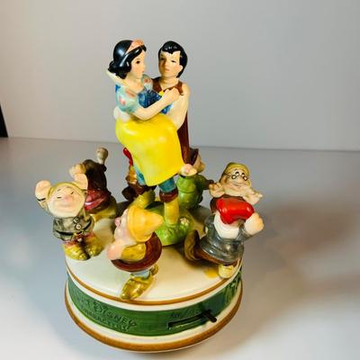 LOT120: Disney Porcelain Figurines and Music Box. Vintage Schmid Snow White and Friends Music Box, Mary Poppens and Cinderella Figurines