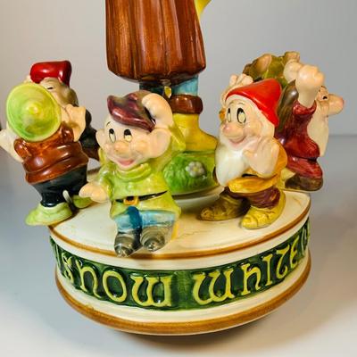 LOT120: Disney Porcelain Figurines and Music Box. Vintage Schmid Snow White and Friends Music Box, Mary Poppens and Cinderella Figurines