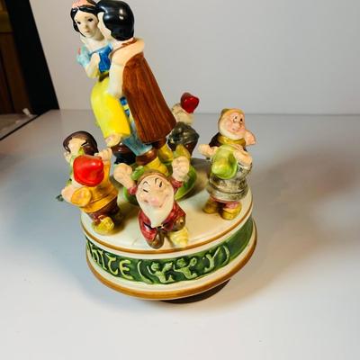 LOT120: Disney Porcelain Figurines and Music Box. Vintage Schmid Snow White and Friends Music Box, Mary Poppens and Cinderella Figurines