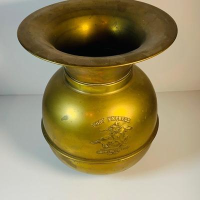 LOT 122: Pony Express Tobacco Brass Spittoon