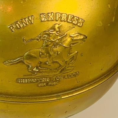 LOT 122: Pony Express Tobacco Brass Spittoon