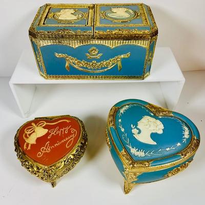 LOT124: Collection of VIntage Victorian Inspired Music Boxes/Trinket Boxes - San Francisco Music Box Co "Lara's Theme" Pop...