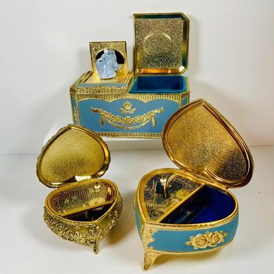 LOT124: Collection of VIntage Victorian Inspired Music Boxes/Trinket Boxes - San Francisco Music Box Co "Lara's Theme" Pop...
