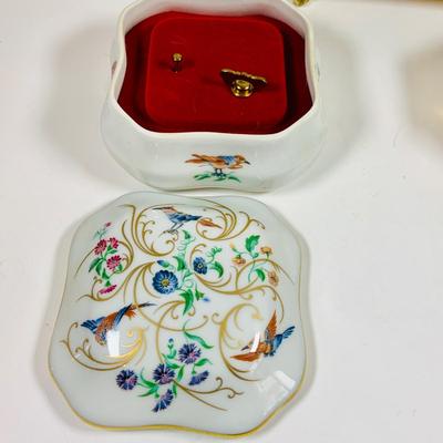 LOT125: Westland Golden Woman Playing Harp Music Box, Reuge Limoges Music Box with Swiss Musical Movment and One More Victorian Style...