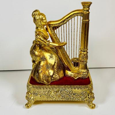 LOT125: Westland Golden Woman Playing Harp Music Box, Reuge Limoges Music Box with Swiss Musical Movment and One More Victorian Style...