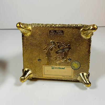 LOT125: Westland Golden Woman Playing Harp Music Box, Reuge Limoges Music Box with Swiss Musical Movment and One More Victorian Style...