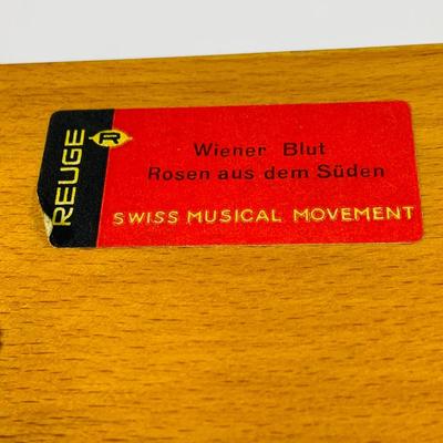 LOT 126: Collection of Wooden Music Boxes Including a Grand Piano Shaped Box, a Floral Inlay Box by Reuge and Lasercraft Carved Music Box