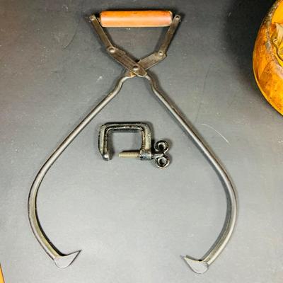 LOT 131: Vintage and Unusual Kitchen Gadgets; Planter’s Peanuts Serving Bowls and a Perfection Nutcracker and Wooden Bowl