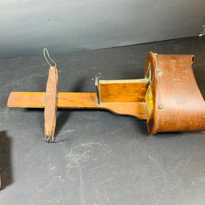 LOT 132: Antique Wood Stereoscope with Steroview Picture Cards of Victorian Christmas and More and Stereoview Scentic Pictures from...