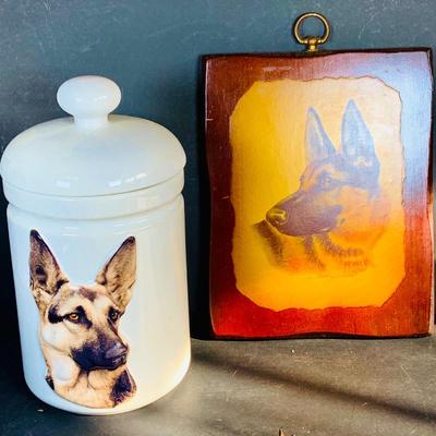LOT133: Dog Gone Good Collection - Includes German Shepard Plate, Plaque, Etched Glass Mugs, Ceramic Mug and Treat Jar, Porcelain Boxers...