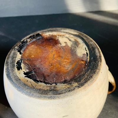 LOT 135: Vintage Small Roseville Crock #346, Art Deco Ceramic Jug with Cork and Stoneware Bean Pot with Lid